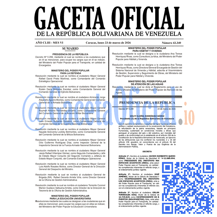 Gaceta Oficial, Gaceta 43340, Gaceta 43340 HD, Gaceta #43340, Gaceta Oficial Venezuela #43340