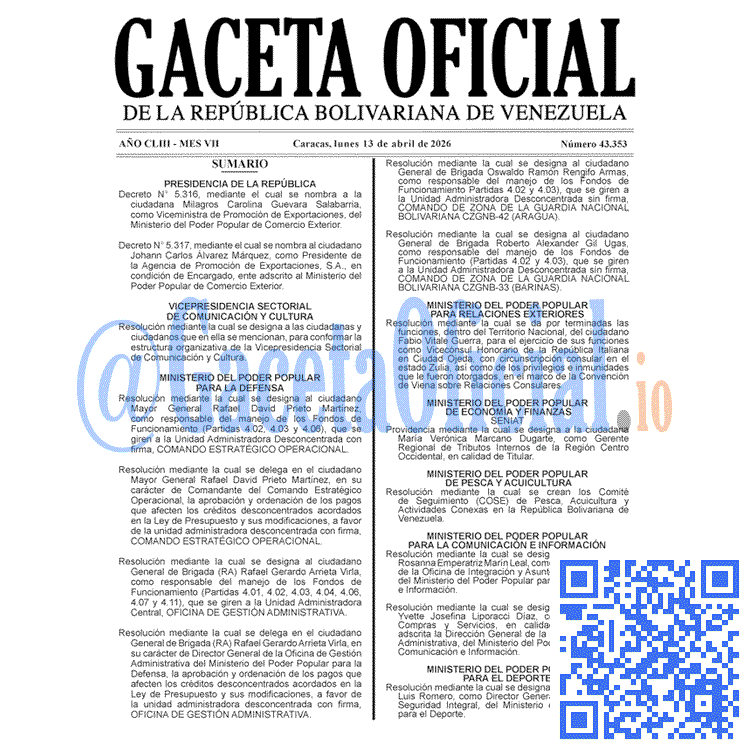 Gaceta Oficial, Gaceta 43353, Gaceta 43353 HD, Gaceta #43353, Gaceta Oficial Venezuela #43353