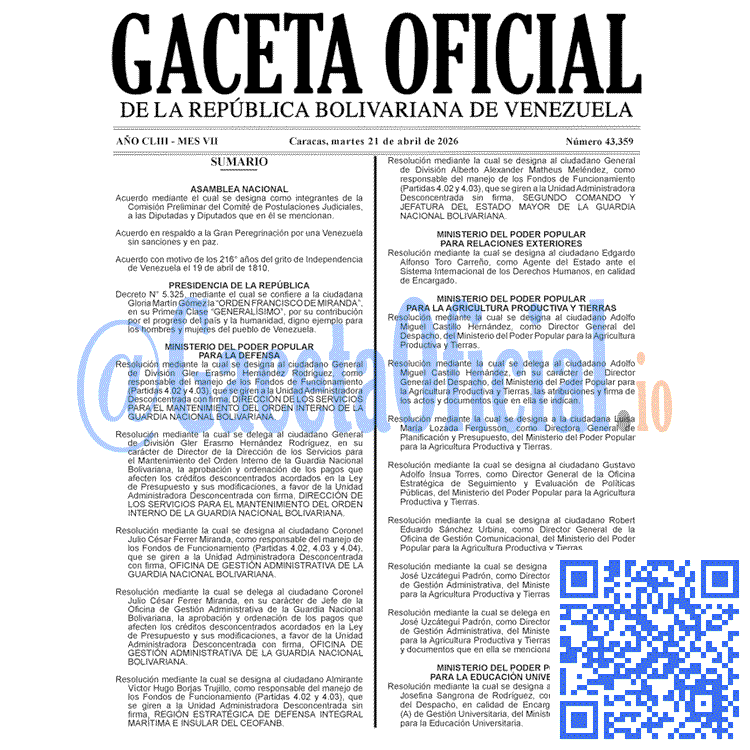 Venezuela Gaceta Oficial 43359 del 21 abril 2026 Gaceta Oficial, Gaceta 43359, Gaceta 43359 HD, Gaceta #43359, Gaceta Oficial Venezuela #43359