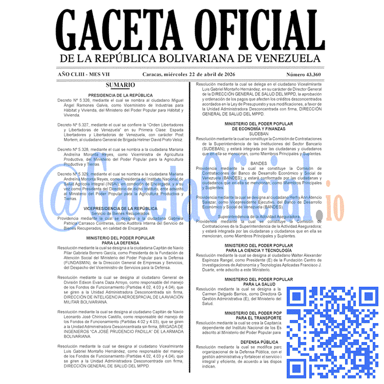 Venezuela Gaceta Oficial 43360 del 22 abril 2026 Gaceta Oficial, Gaceta 43360, Gaceta 43360 HD, Gaceta #43360, Gaceta Oficial Venezuela #43360