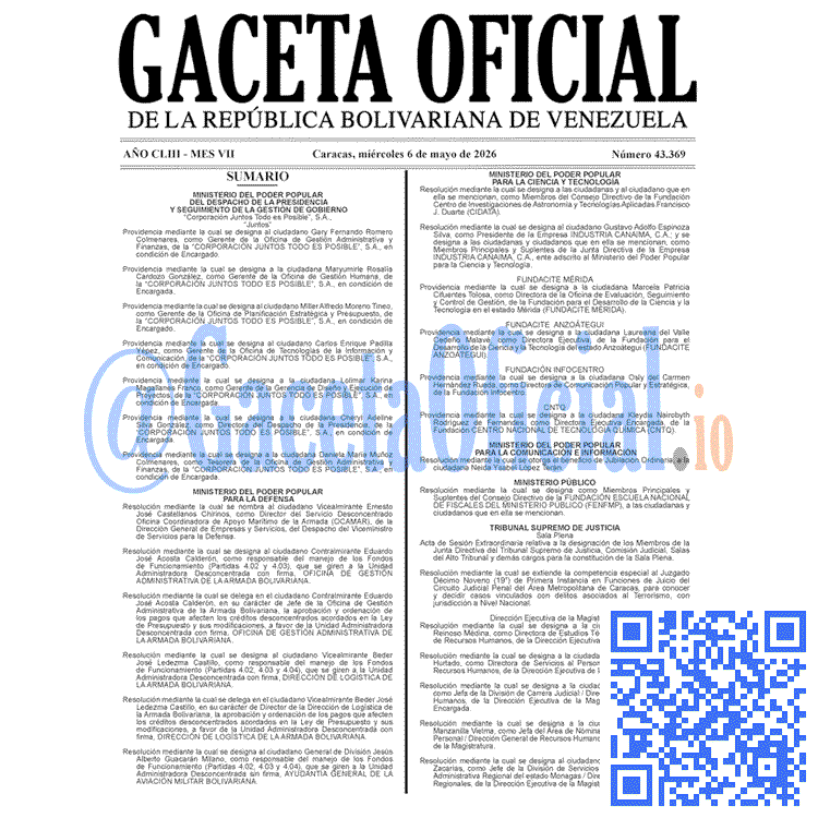 Gaceta Oficial, Gaceta 43369, Gaceta 43369 HD, Gaceta #43369, Gaceta Oficial Venezuela #43369