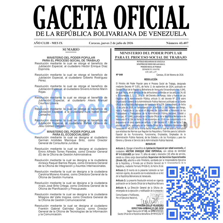 Gaceta Oficial, Gaceta 43406, Gaceta 43406 HD, Gaceta #43406, Gaceta Oficial Venezuela #43406