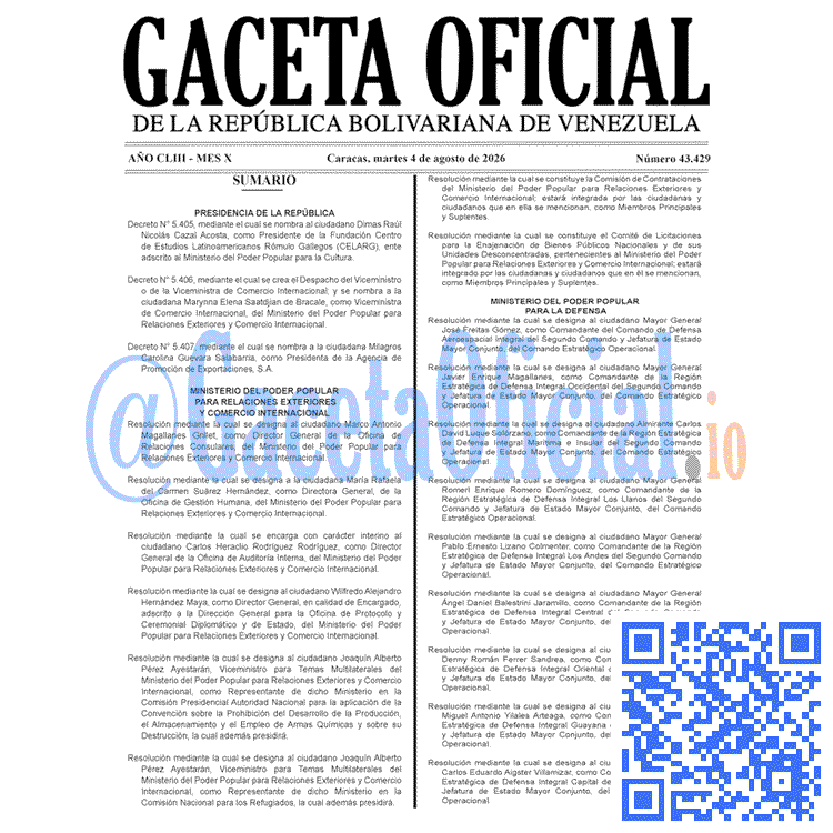 Venezuela Gaceta Oficial 43429 del 4 agosto 2026 Gaceta Oficial, Gaceta 43429, Gaceta 43429 HD, Gaceta #43429, Gaceta Oficial Venezuela #43429