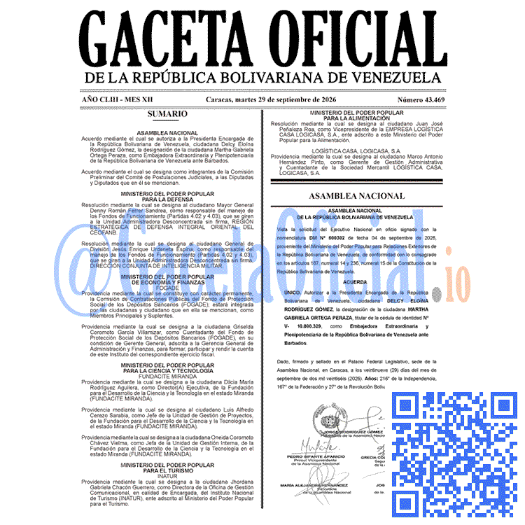 Venezuela Gaceta Oficial 43469 del 29 septiembre 2026 Gaceta Oficial, Gaceta 43469, Gaceta 43469 HD, Gaceta #43469, Gaceta Oficial Venezuela #43469