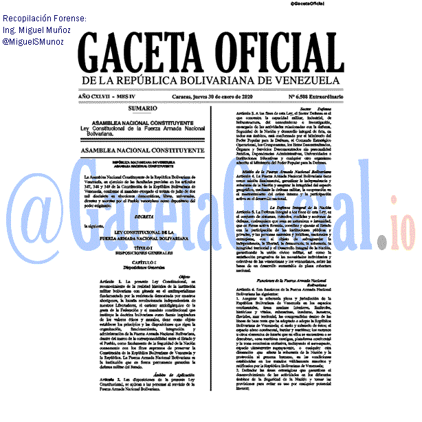 Gaceta Oficial 6508 del 30 enero 2020
