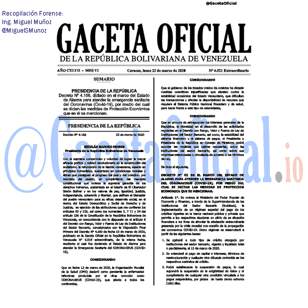 Gaceta Oficial 6521 del 23 marzo 2020