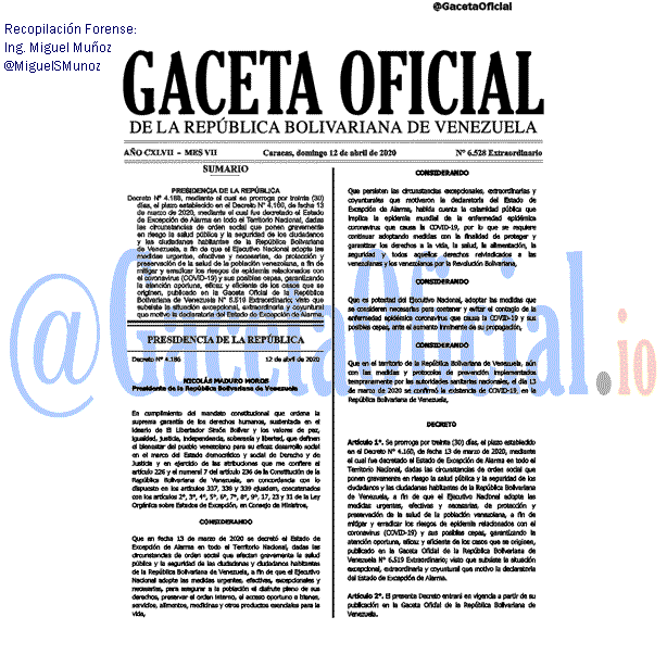 Gaceta Oficial 6528 del 12 abril 2020