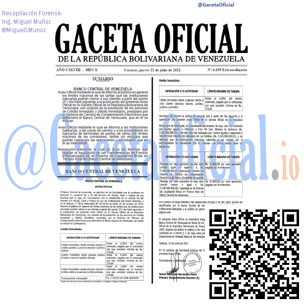 Gaceta Oficial 6635 del 22 julio 2021