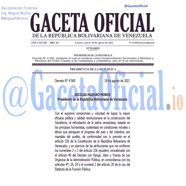 Gaceta Oficial 6638 del 19 agosto 2021