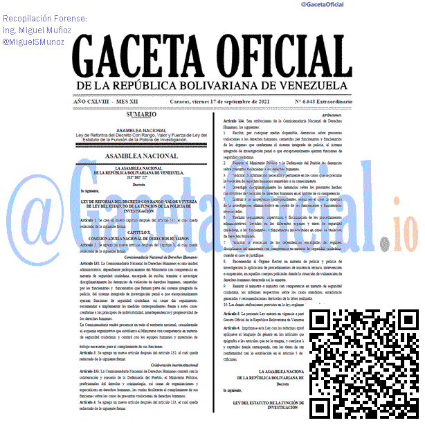 Gaceta Oficial 6643 del 17 septiembre 2021