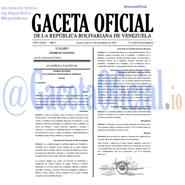 Gaceta Oficial 6660 del 4 noviembre 2021