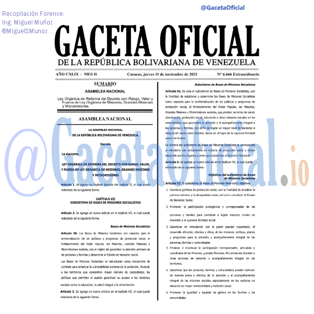 Gaceta Oficial 6666 del 11 noviembre 2021