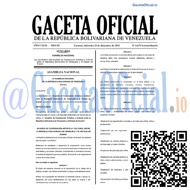Gaceta Oficial 6674 del 22 diciembre 2021