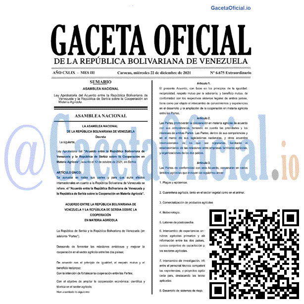 Gaceta Oficial 6675 del 22 diciembre 2021