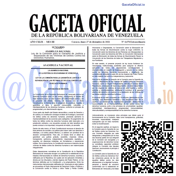 Gaceta Oficial 6678 del 27 diciembre 2021