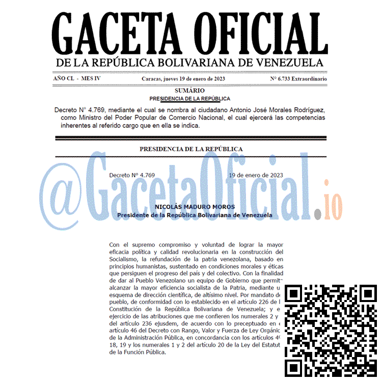 Gaceta Oficial, Gaceta 6733, Gaceta #6733, Gaceta Oficial Venezuela #6733
