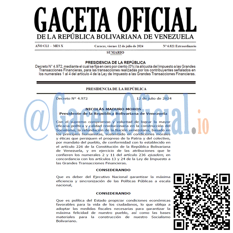 Venezuela Gaceta Oficial 6821 del 12 julio 2024 Gaceta Oficial, Gaceta 6821, Gaceta 6821 HD, Gaceta #6821, Gaceta Oficial Venezuela #6821