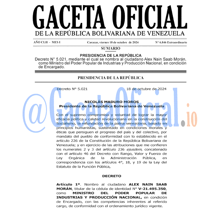 Venezuela Gaceta Oficial 6846 del 18 octubre 2024 Gaceta Oficial, Gaceta 6846, Gaceta 6806 HD, Gaceta #6846, Gaceta Oficial Venezuela #6846