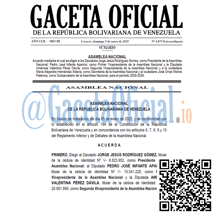 Venezuela Gaceta Oficial 6873 del 5 enero 2025 Gaceta Oficial, Gaceta 6873, Gaceta 6873 HD, Gaceta #6873, Gaceta Oficial Venezuela #6873