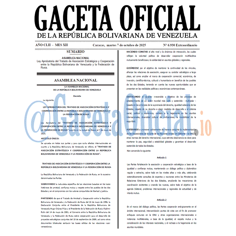 Venezuela Gaceta Oficial 6930 del 7 octubre 2025 Gaceta Oficial, Gaceta 6930, Gaceta 6930 HD, Gaceta #6930, Gaceta Oficial Venezuela #6930