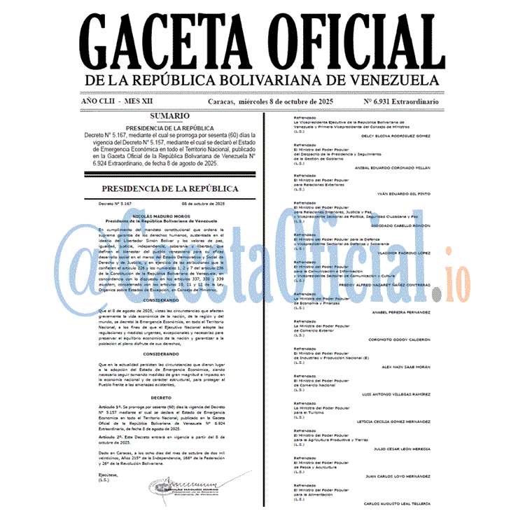 Gaceta Oficial de Venezuela #6931 miércoles 8 octubre 2025 Gaceta Oficial, Gaceta 6931, Gaceta 6931 HD, Gaceta #6931, Gaceta Oficial Venezuela #6931