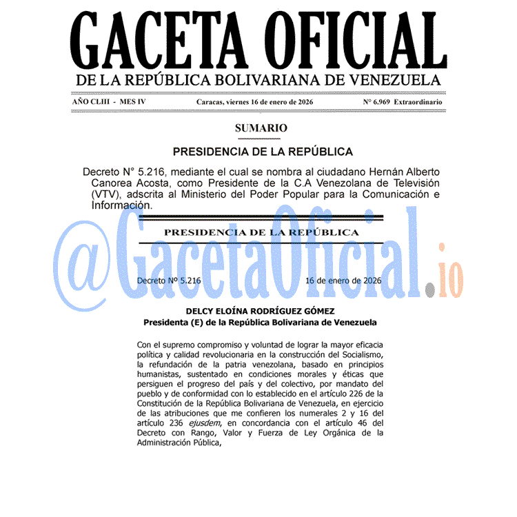 Venezuela Gaceta Oficial 6969 del 16 enero 2026 Gaceta Oficial, Gaceta 6969, Gaceta 6969 HD, Gaceta #6969, Gaceta Oficial Venezuela #6969