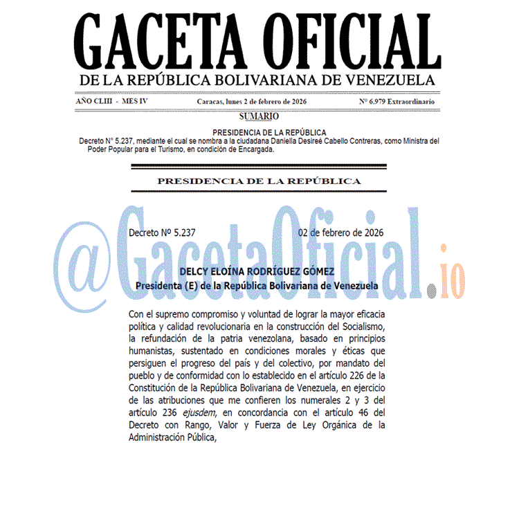 Venezuela Gaceta Oficial 6979 del 2 febrero 2026 Gaceta Oficial, Gaceta 6979, Gaceta 6979 HD, Gaceta #6979, Gaceta Oficial Venezuela #6979