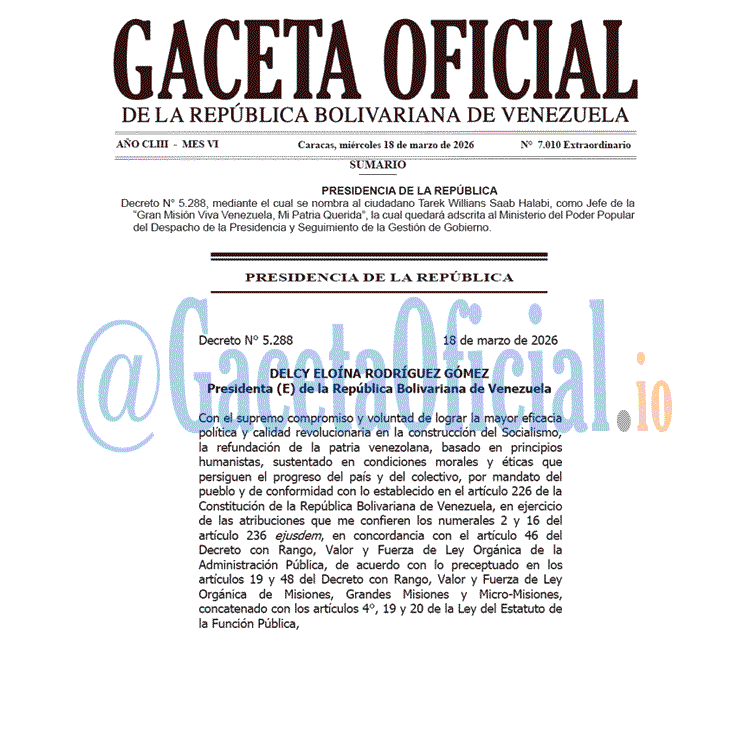 Venezuela Gaceta Oficial 7010 del 18 marzo 2026 Gaceta Oficial, Gaceta 7010, Gaceta 7010 HD, Gaceta #7010, Gaceta Oficial Venezuela #7010