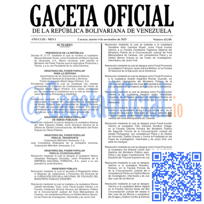 Gaceta Oficial de Venezuela #43248 martes 04 noviembre 2025