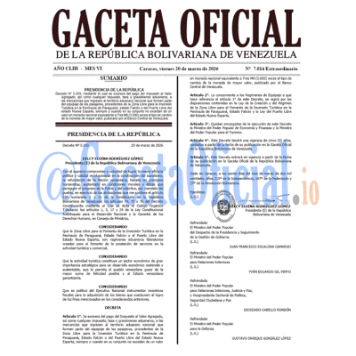 Gaceta Oficial Venezuela #7014 viernes 20 marzo 2026