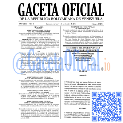 Gaceta Oficial de Venezuela #43256 viernes 14 noviembre 2025