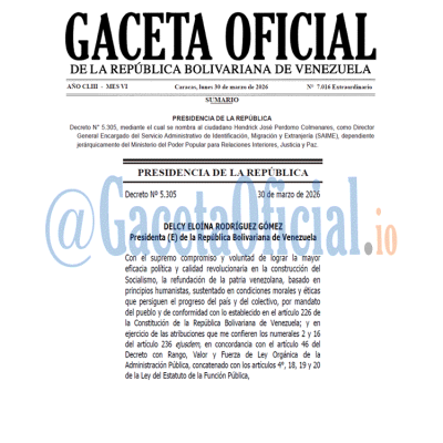 Gaceta Oficial Venezuela #7016 lunes 30 marzo 2026