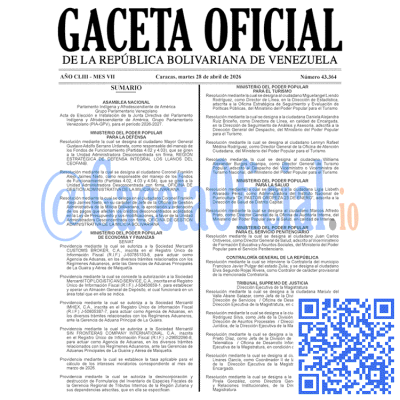 Gaceta Oficial Venezuela #43364 martes 28 abril 2026