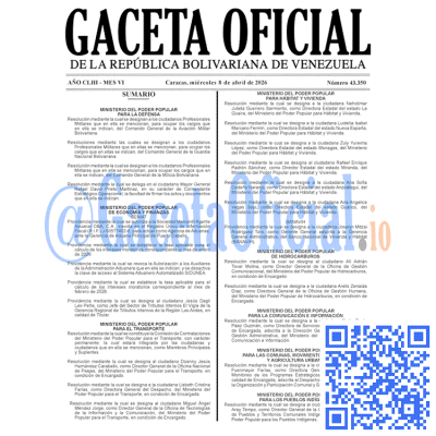 Gaceta Oficial Venezuela #43350 miércoles 8 abril 2026