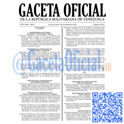Gaceta Oficial de Venezuela #43247 lunes 03 noviembre 2025