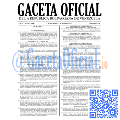 Gaceta Oficial Venezuela #43368 martes 5 mayo 2026