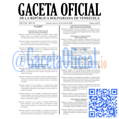 Gaceta Oficial Venezuela #43354 martes 14 abril 2026