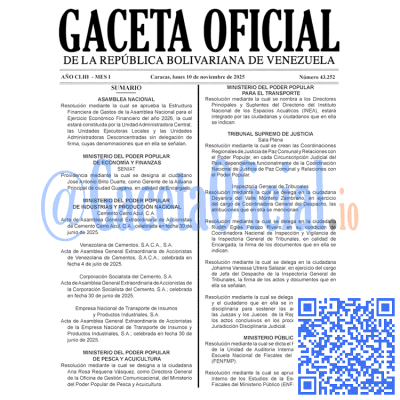 Gaceta Oficial de Venezuela #43252 lunes 10 noviembre 2025