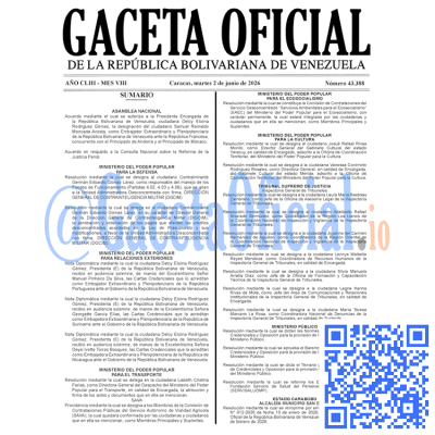 Gaceta Oficial Venezuela #43388 martes 2 junio 2026