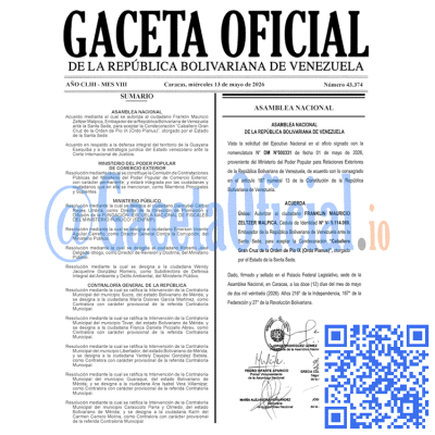 Gaceta Oficial Venezuela #43374 miércoles 13 mayo 2026