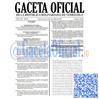 Gaceta Oficial de Venezuela #43255 jueves 13 noviembre 2025