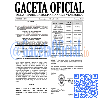 Gaceta Oficial Venezuela #43417
