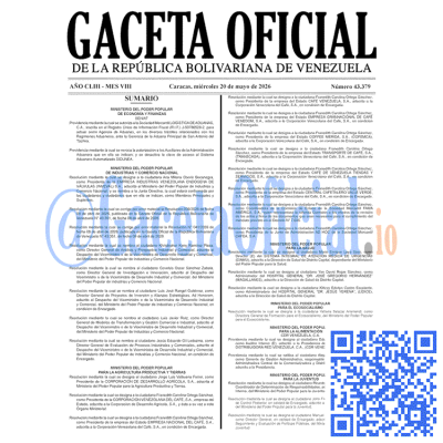 Gaceta Oficial Venezuela #43379 miércoles 20 mayo 2026