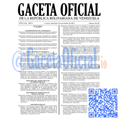 Gaceta Oficial de Venezuela #43249 miércoles 05 noviembre 2025