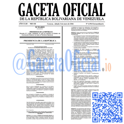 Gaceta Oficial Venezuela #6954 sábado 3 enero 2026